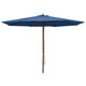 Vidaxl Parasol con poste de madera 350 cm azul