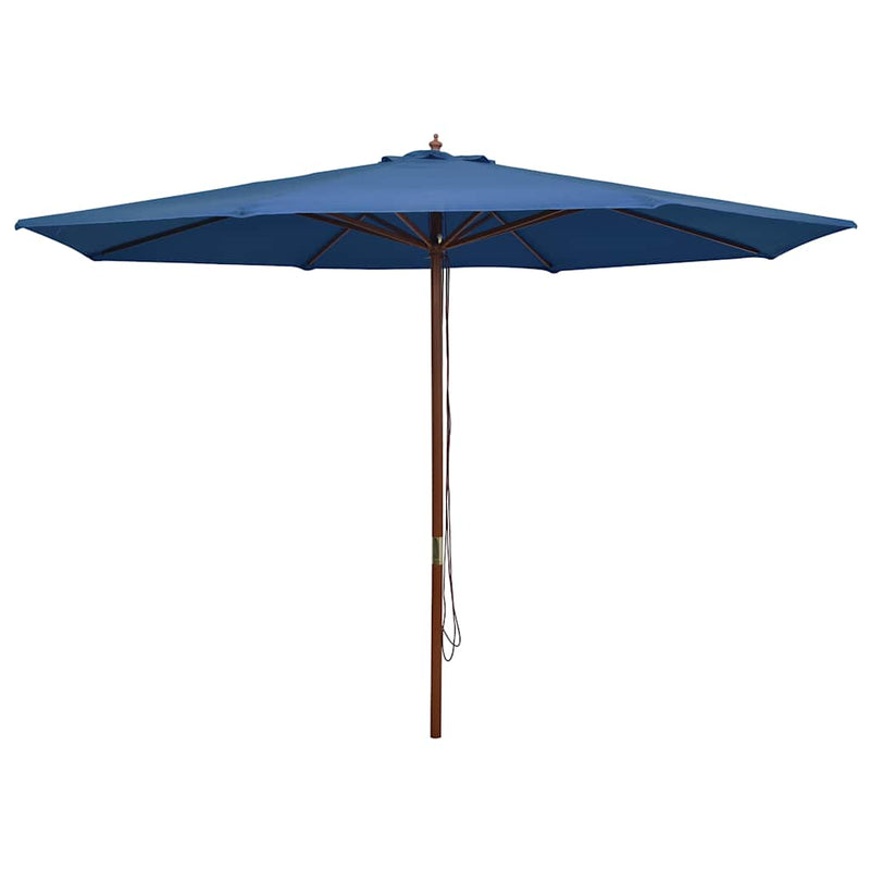 Vidaxl Parasol con poste de madera 350 cm azul