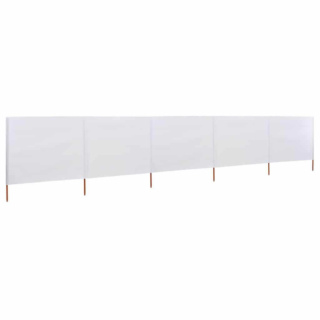 Vidaxl windscherm 5-panelen 600x120 cm stof zandwit