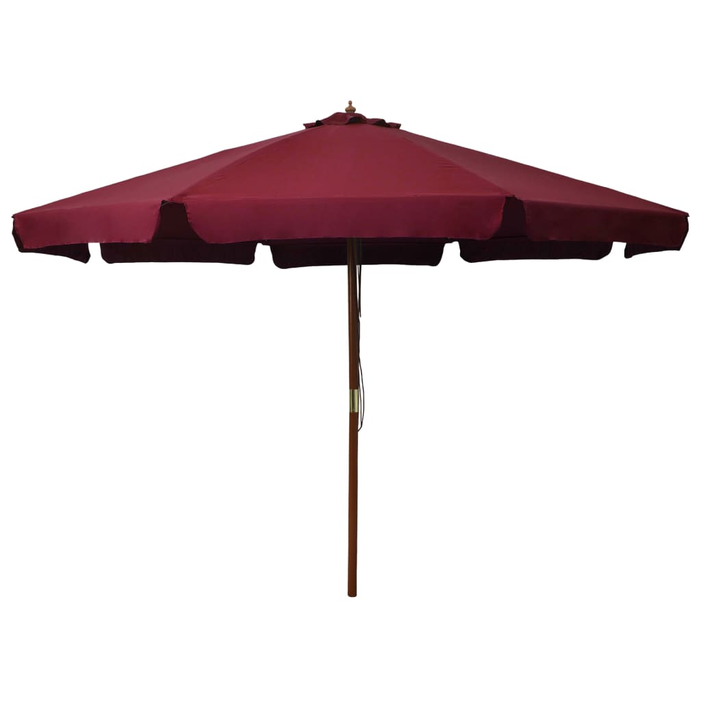 Vidaxl Parasol con palo in legno 330 cm Bordeaux rosso