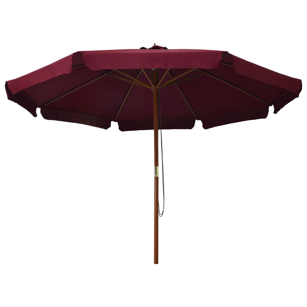 Vidaxl Parasol con palo in legno 330 cm Bordeaux rosso