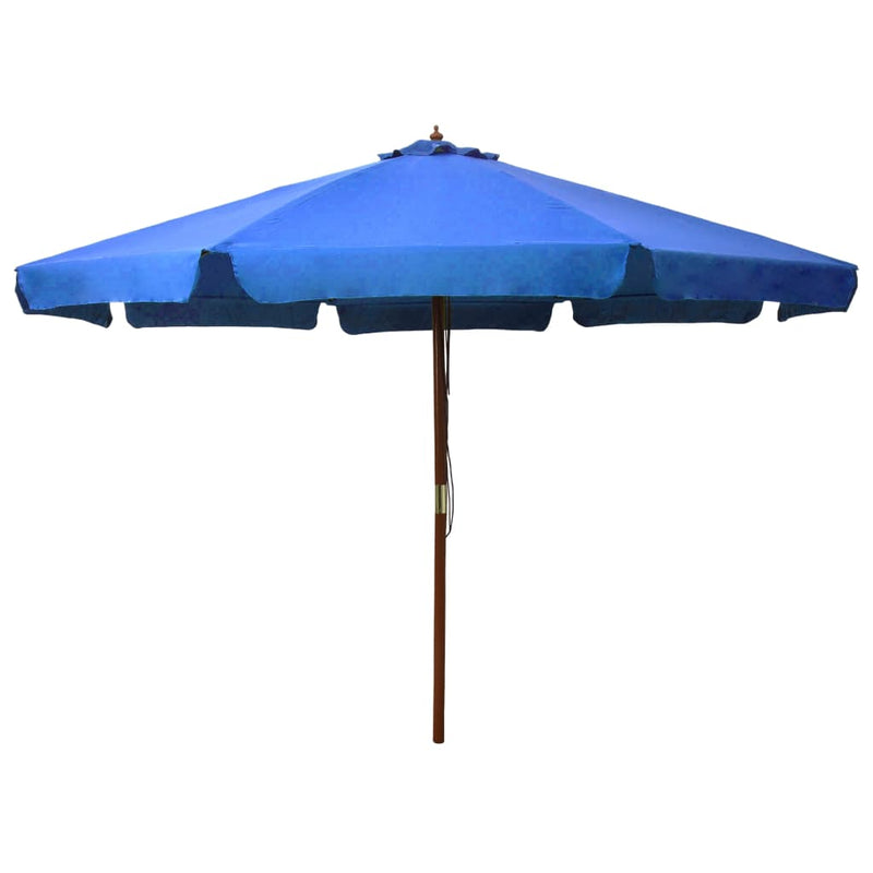 Parasol Vidaxl con poste de madera 330 cm azul azul
