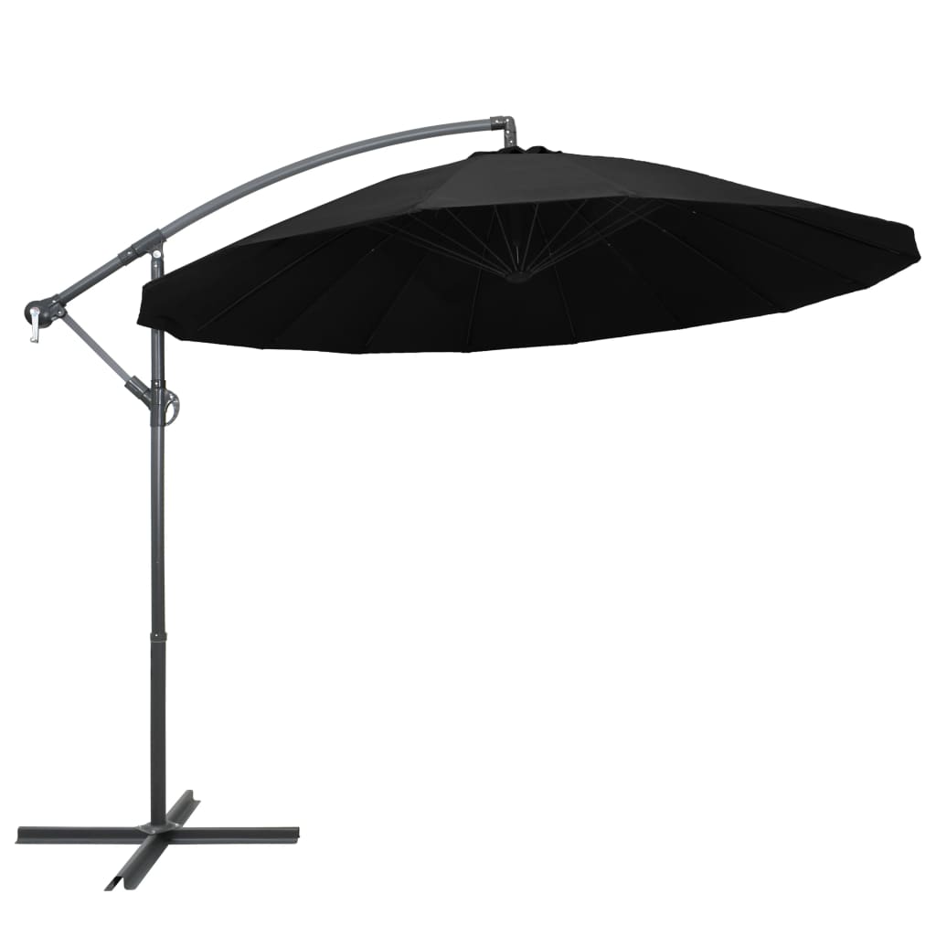 Parasol flotante de Vidaxl con poste de aluminio 3 m negro