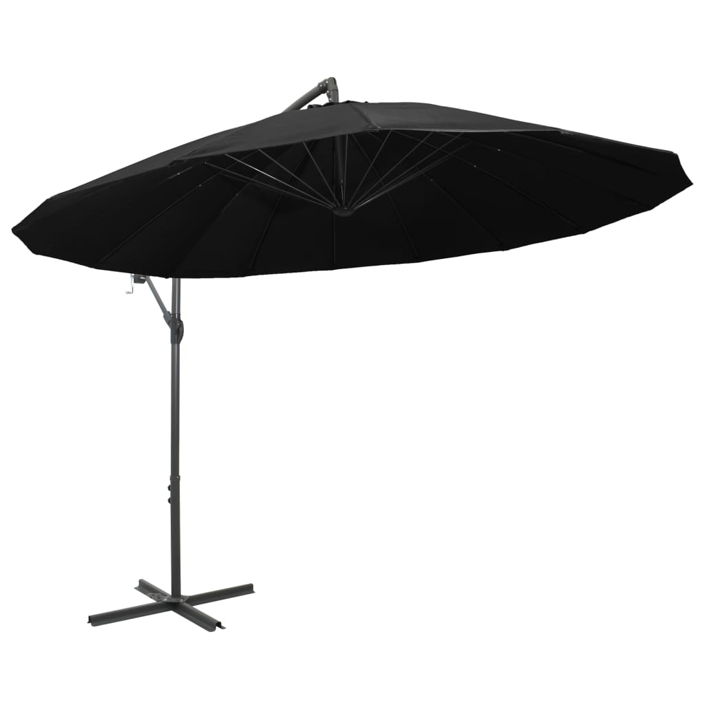 Parasol flotante de Vidaxl con poste de aluminio 3 m negro