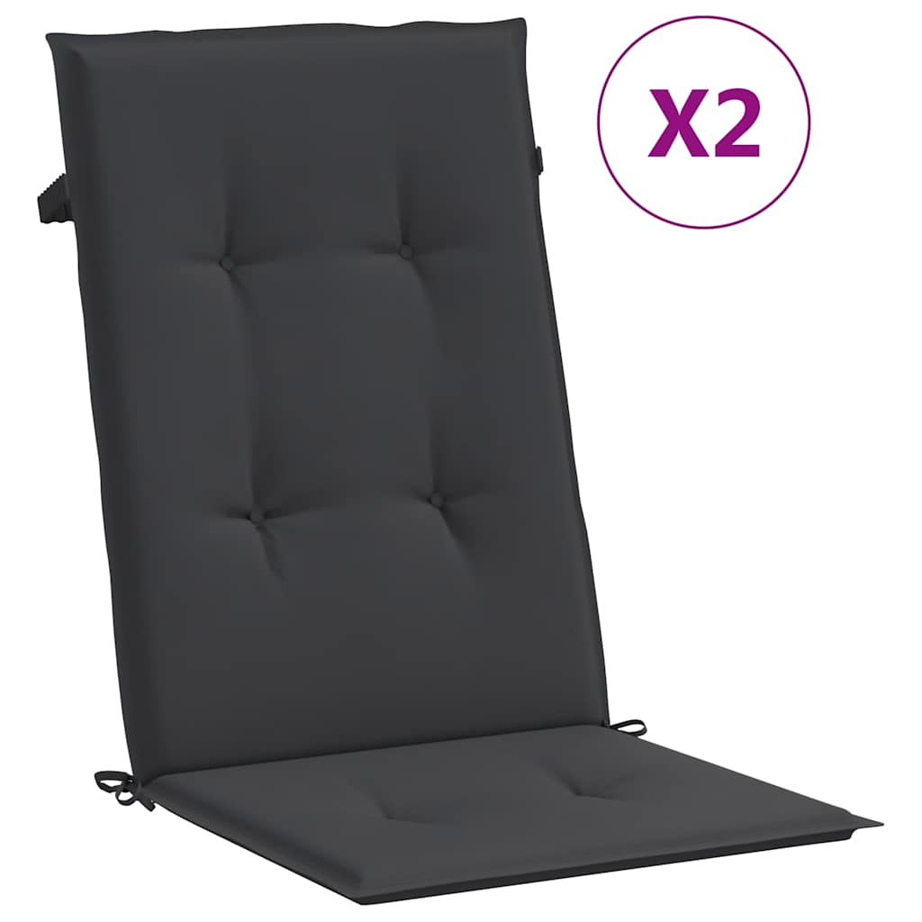 Vidaxl sedia da giardino cuscini 2 St High schiena 120x50x3 cm tessuto nero