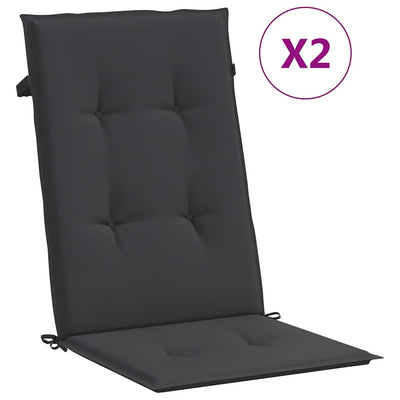 Cojines de silla de jardín de Vidaxl 2 st alto trasero 120x50x3 cm tela negra