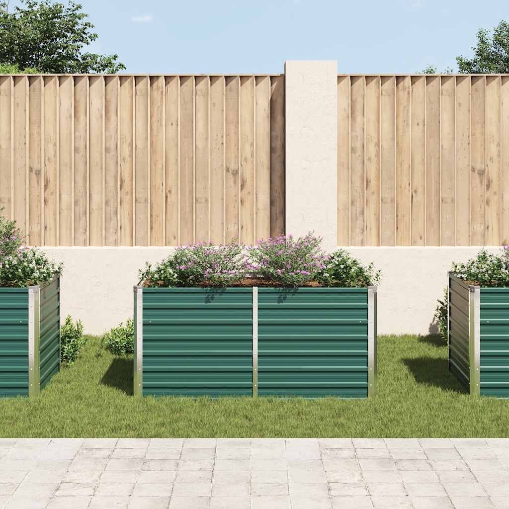 Plantador Vidaxl elevado 160x80x77 cm de acero galvanizado verde