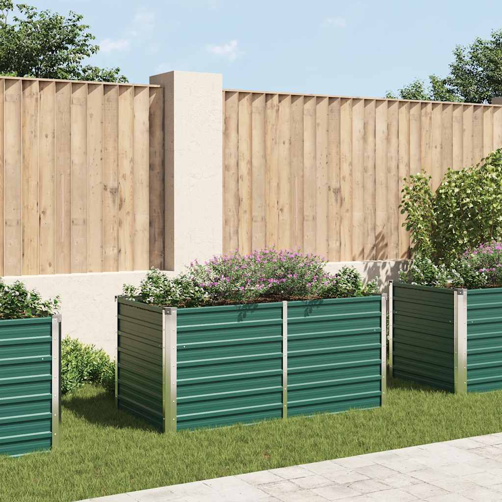 Plantador Vidaxl elevado 160x80x77 cm de acero galvanizado verde