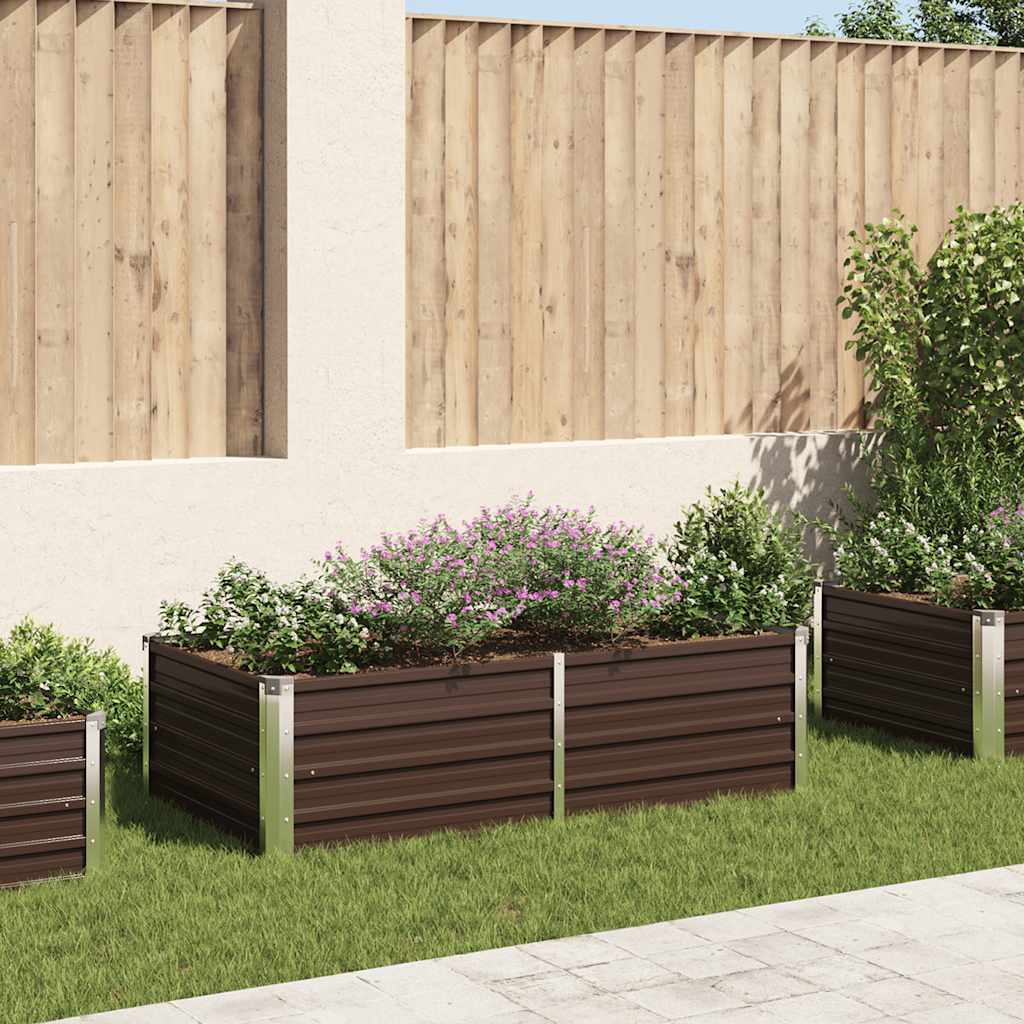 Plantador Vidaxl elevado 160x80x45 cm de acero galvanizado marrón
