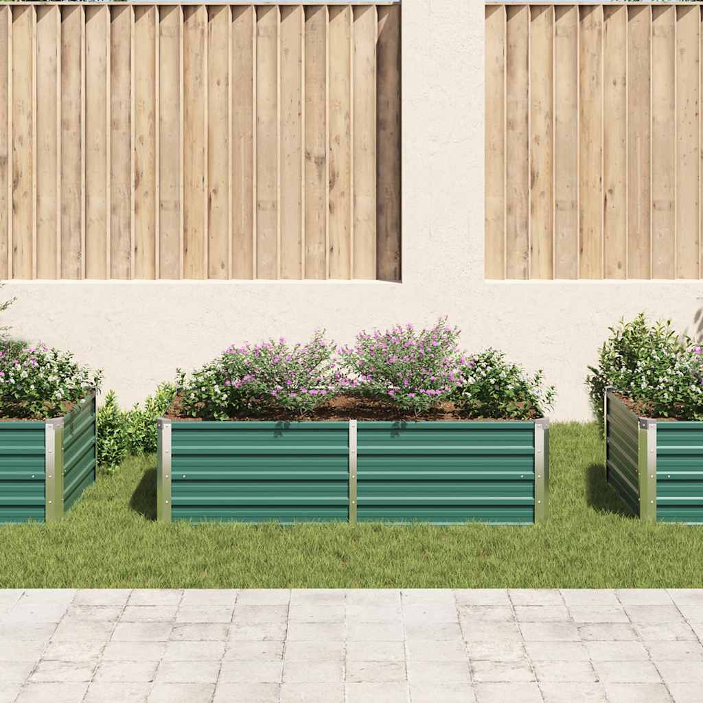 Plantador Vidaxl elevado 160x80x45 cm de acero galvanizado verde