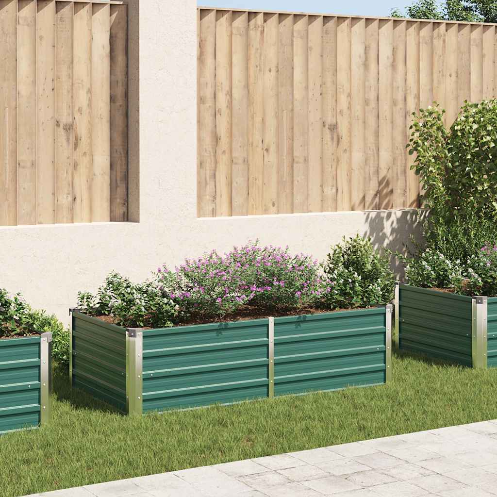 Plantador Vidaxl elevado 160x80x45 cm de acero galvanizado verde