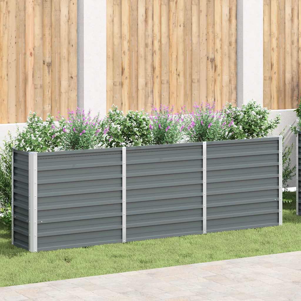 Vidaxl Planter Insertar 240x40x77 cm de acero galvanizado gris