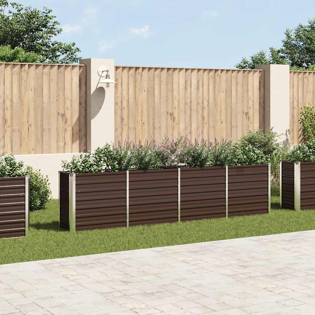 Fioriera vidaxl inserita 320x40x77 cm marrone galvanizzato