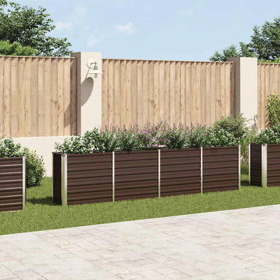 Fioriera vidaxl inserita 320x40x77 cm marrone galvanizzato
