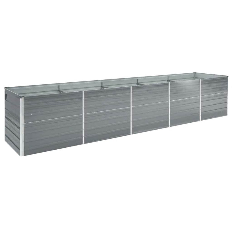 Vidaxl Planning Box elevada 400x80x45 cm de acero galvanizado gris
