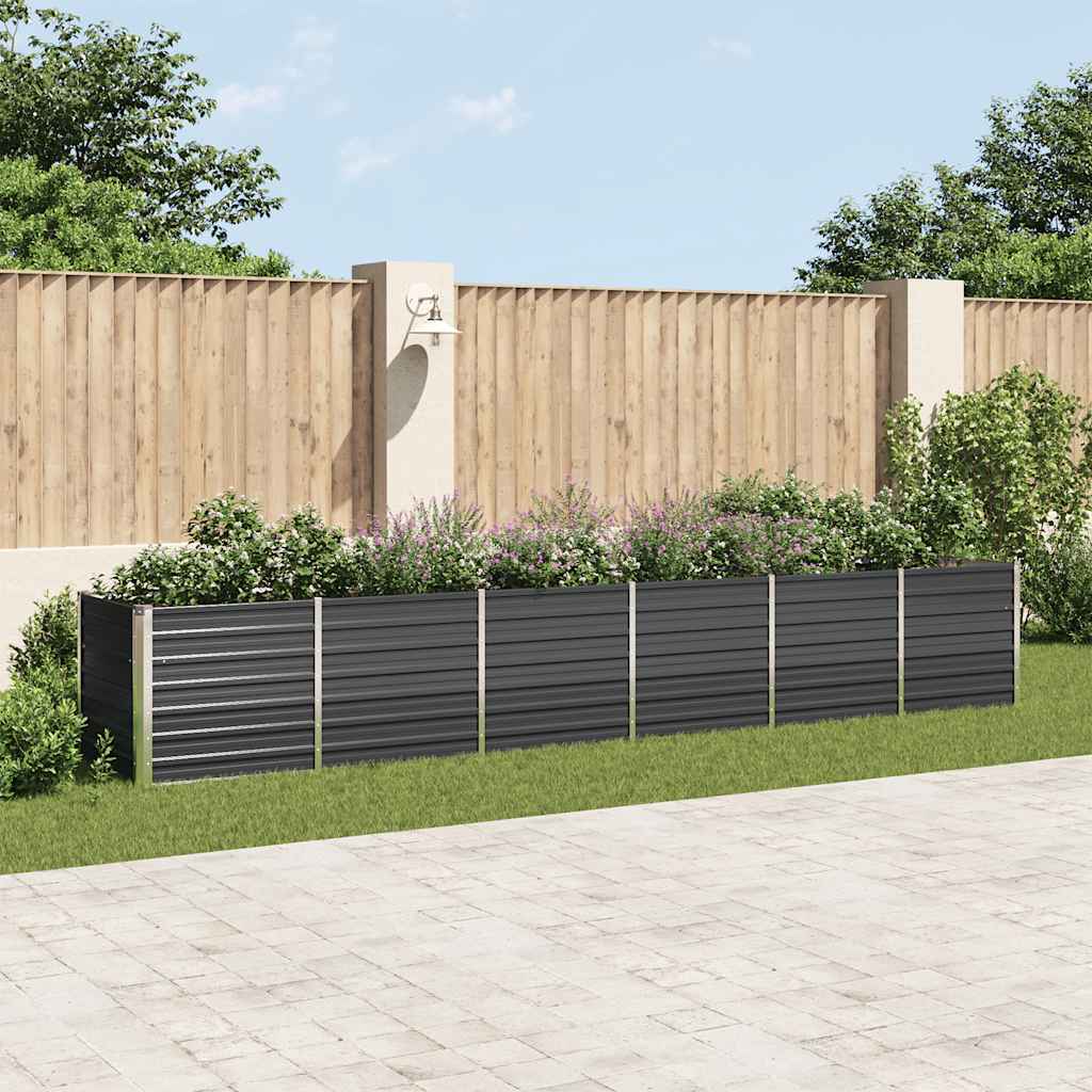 Vidaxl Planter Insertar 480x80x77 cm de acero galvanizado antracita