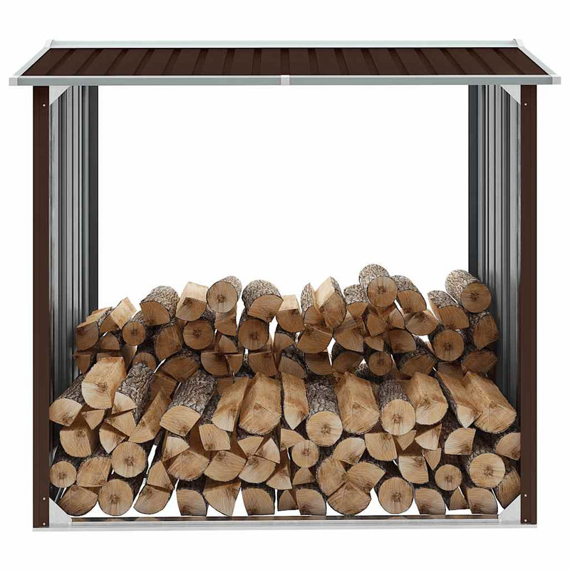 VIDAXL Firewood capannone 172x91x154 cm marrone galvanizzato in acciaio