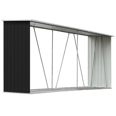VIDAXL Firewood capannone 330x84x152 cm Antracite in acciaio zincato