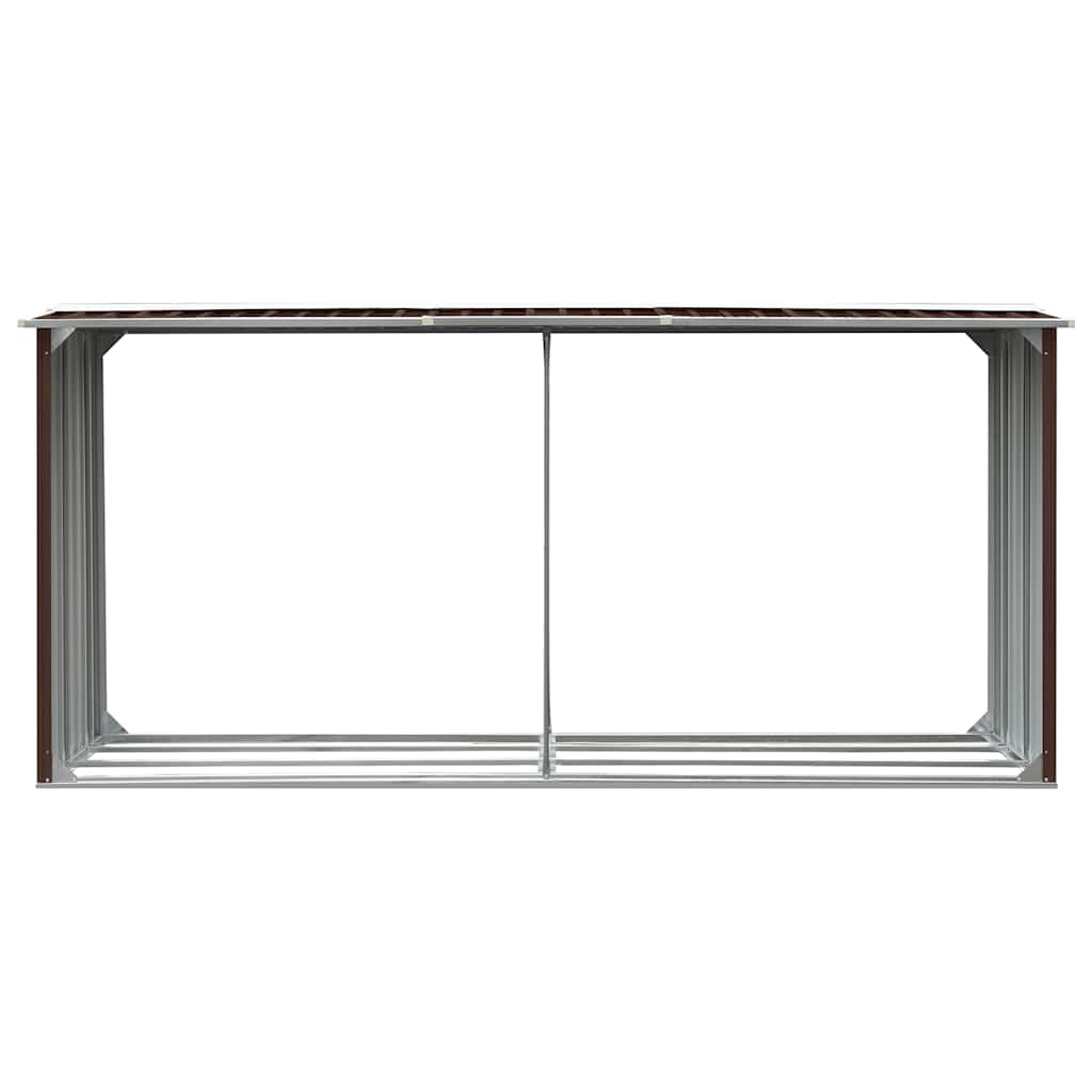Vidaxl haardhoutschuur 330x92x153 cm gegalvaniseerd staal bruin