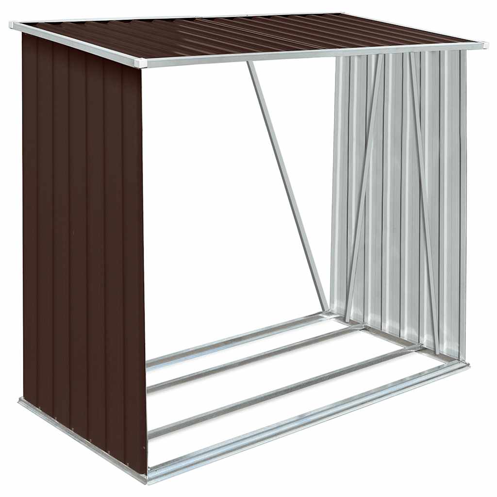 Vidaxl haardhoutschuur 163x83x154 cm gegalvaniseerd staal bruin