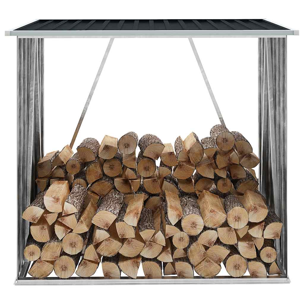 VIDAXL Firewood capannone 163x83x154 cm antracite in acciaio zincato
