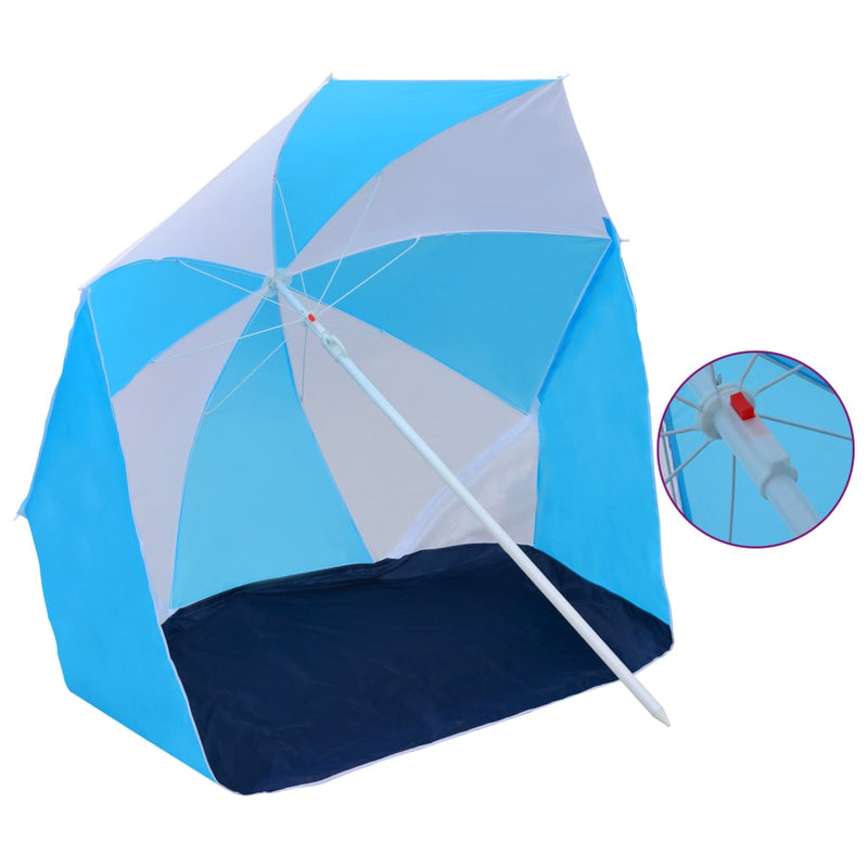 Vidaxl Strandparasol -Tent 180 cm tessuto blu e bianco