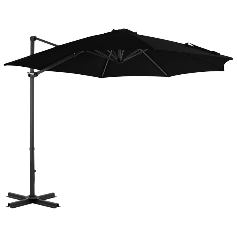 Parasol flotante Vidaxl con poste de aluminio 300 cm negro