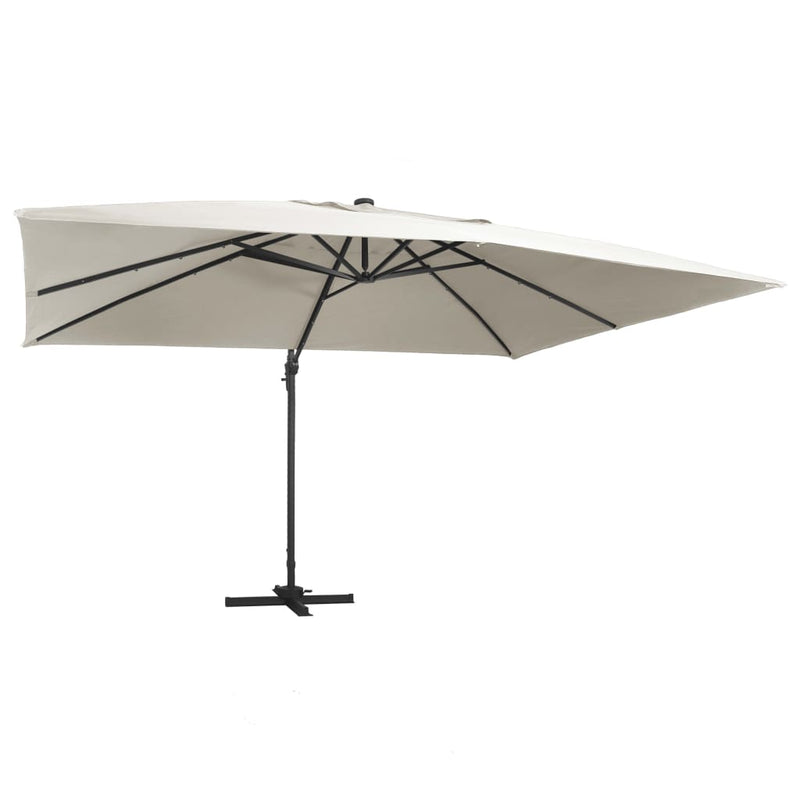 VIDAXL PARASOL FLUAING CON LED e POLE ALLUMINIO 400X300 CM SABBIALE