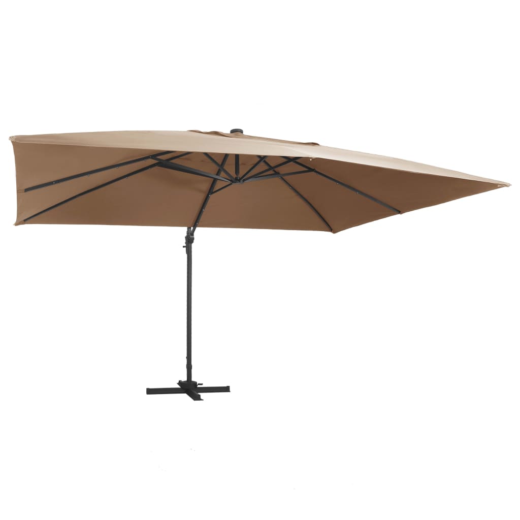 Vidaxl Floating Parasol con a LED e Polo in alluminio 400x300 cm Taupe