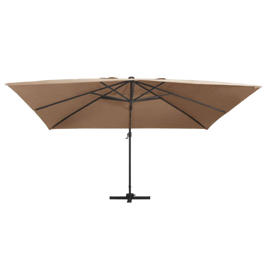 Vidaxl Floating Parasol con a LED e Polo in alluminio 400x300 cm Taupe