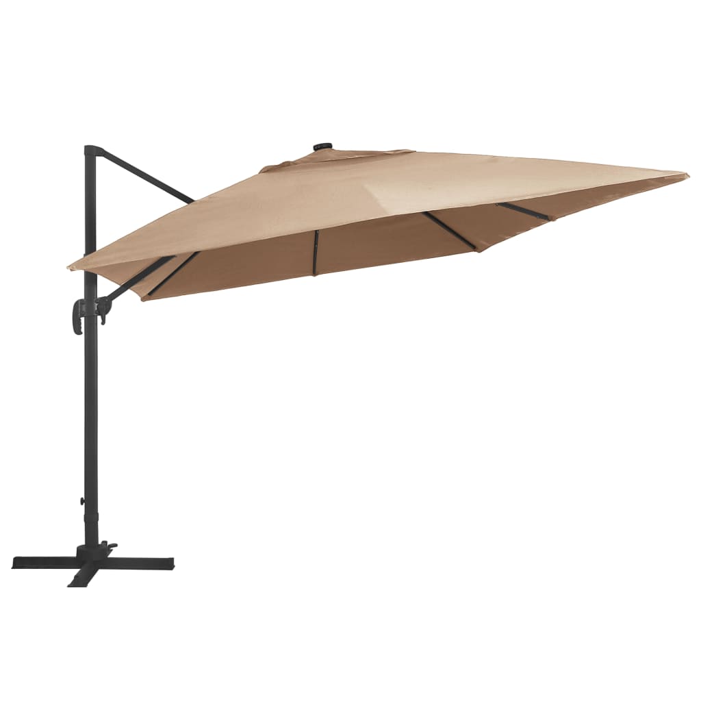 Vidaxl Floating Parasol con a LED e Polo in alluminio 400x300 cm Taupe