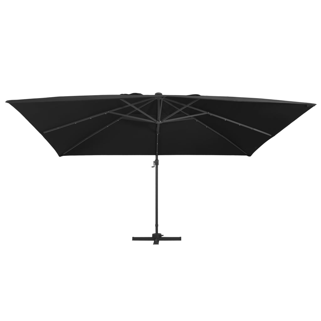 Parasol flotante de Vidaxl con iluminación LED y polo de 400x300 cm negro