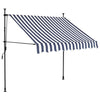 Vidaxl luifel handmatig uitschuifbaar met led 150 cm blauw en wit