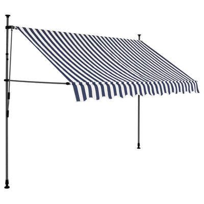 Vidaxl Luifel estendibile manualmente con LED 300 cm blu e bianco