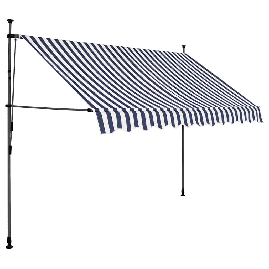 Vidaxl Luifel estendibile manualmente con LED 300 cm blu e bianco