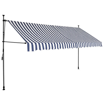 Vidaxl Luifel estendibile manualmente con LED 400 cm blu e bianco