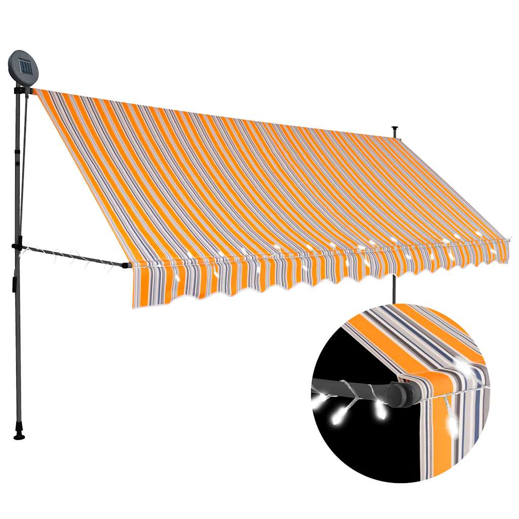Vidaxl Luifel estendibile manualmente con LED 350 cm giallo e blu