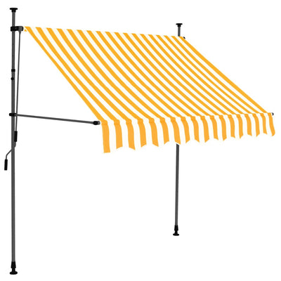 Vidaxl luifel handmatig uitschuifbaar met led 150 cm wit en oranje