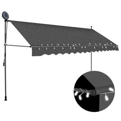Vidaxl Luifel estendibile manualmente con antracite a 350 cm LED
