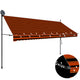 Vidaxl Luifel estendibile manualmente con arancione a 350 cm a LED e marrone