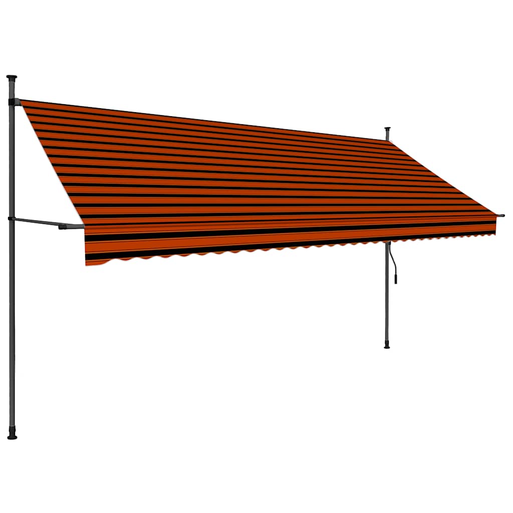 Vidaxl Luifel estendibile manualmente con arancione a 350 cm a LED e marrone