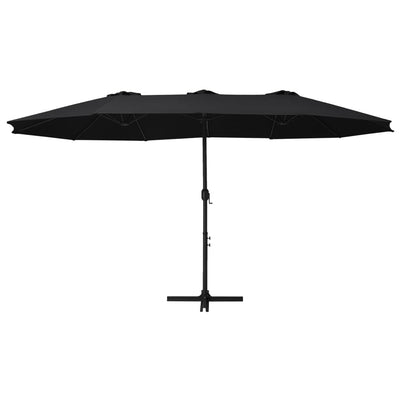 Vidaxl Parasol con polo in alluminio 460x270 cm nero