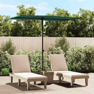 Vidaxl Parasol con polo in alluminio 2x1,5 m verde