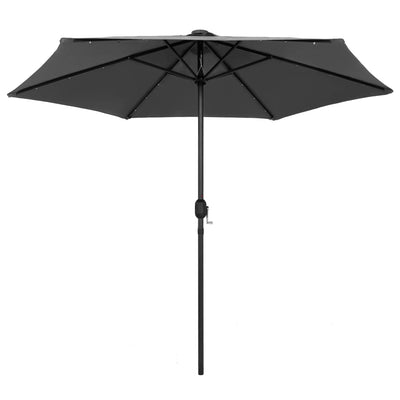 Vidaxl Parasol con illuminazione a LED e polo in alluminio 270 cm antracite