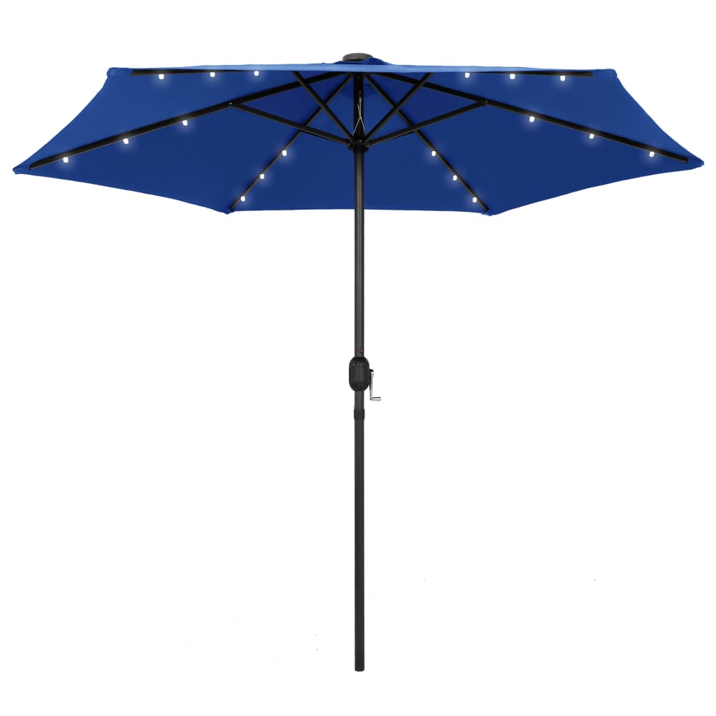 Parasol Vidaxl con iluminación LED y poste de aluminio 270 cm azul azul