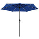 Parasol Vidaxl con iluminación LED y poste de aluminio 270 cm azul azul