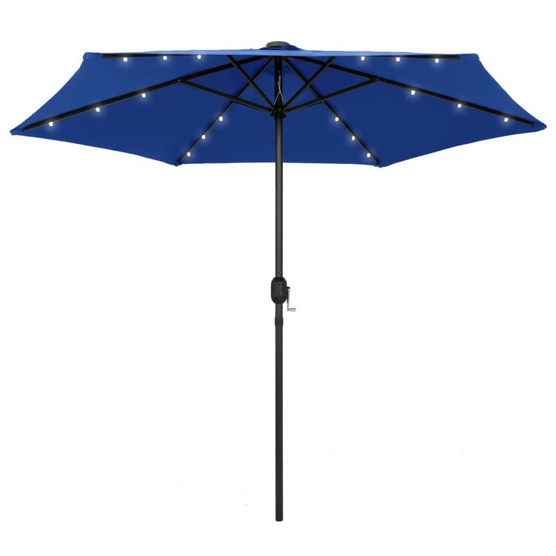 Parasol Vidaxl con iluminación LED y poste de aluminio 270 cm azul azul