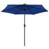 Parasol Vidaxl con iluminación LED y poste de aluminio 270 cm azul azul