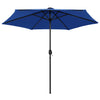 Parasol Vidaxl con iluminación LED y poste de aluminio 270 cm azul azul