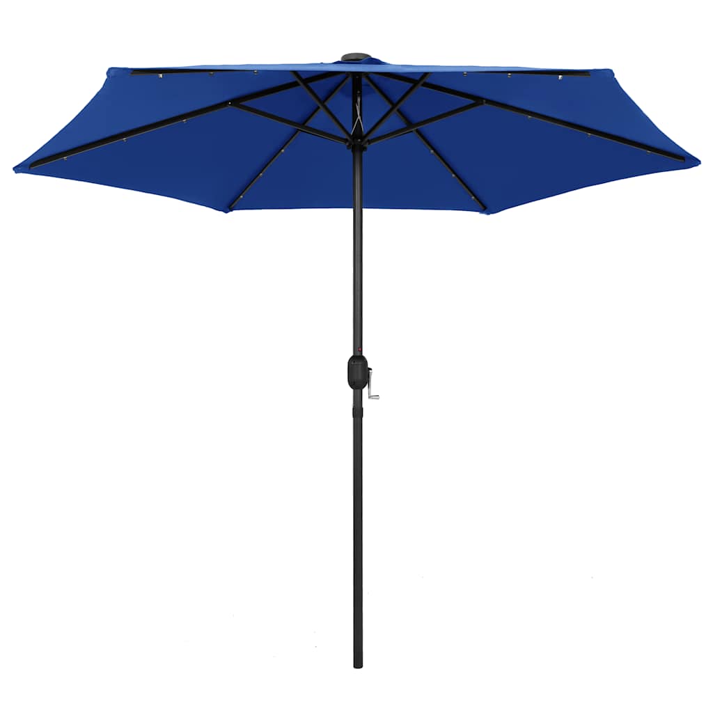 Parasol Vidaxl con iluminación LED y poste de aluminio 270 cm azul azul